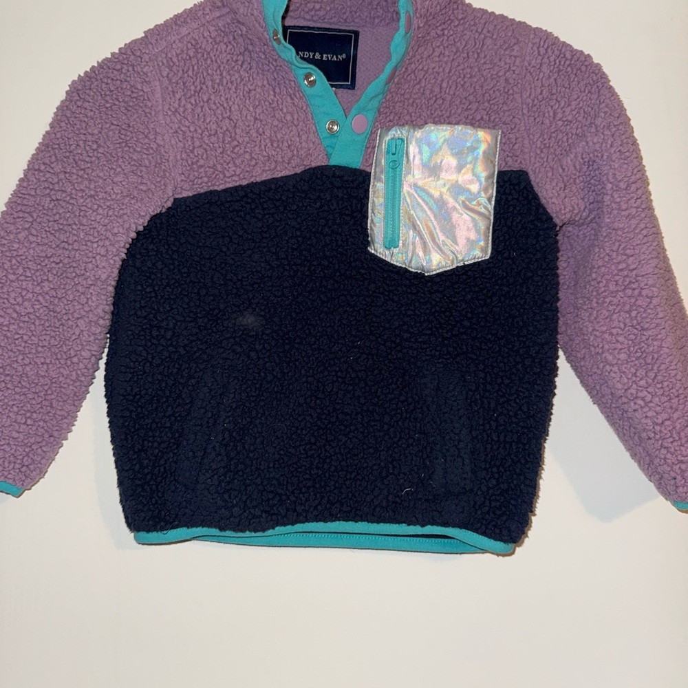 Andy & Evan Purple and Navy Kids' Sweatshirt with Iridescent Pocket